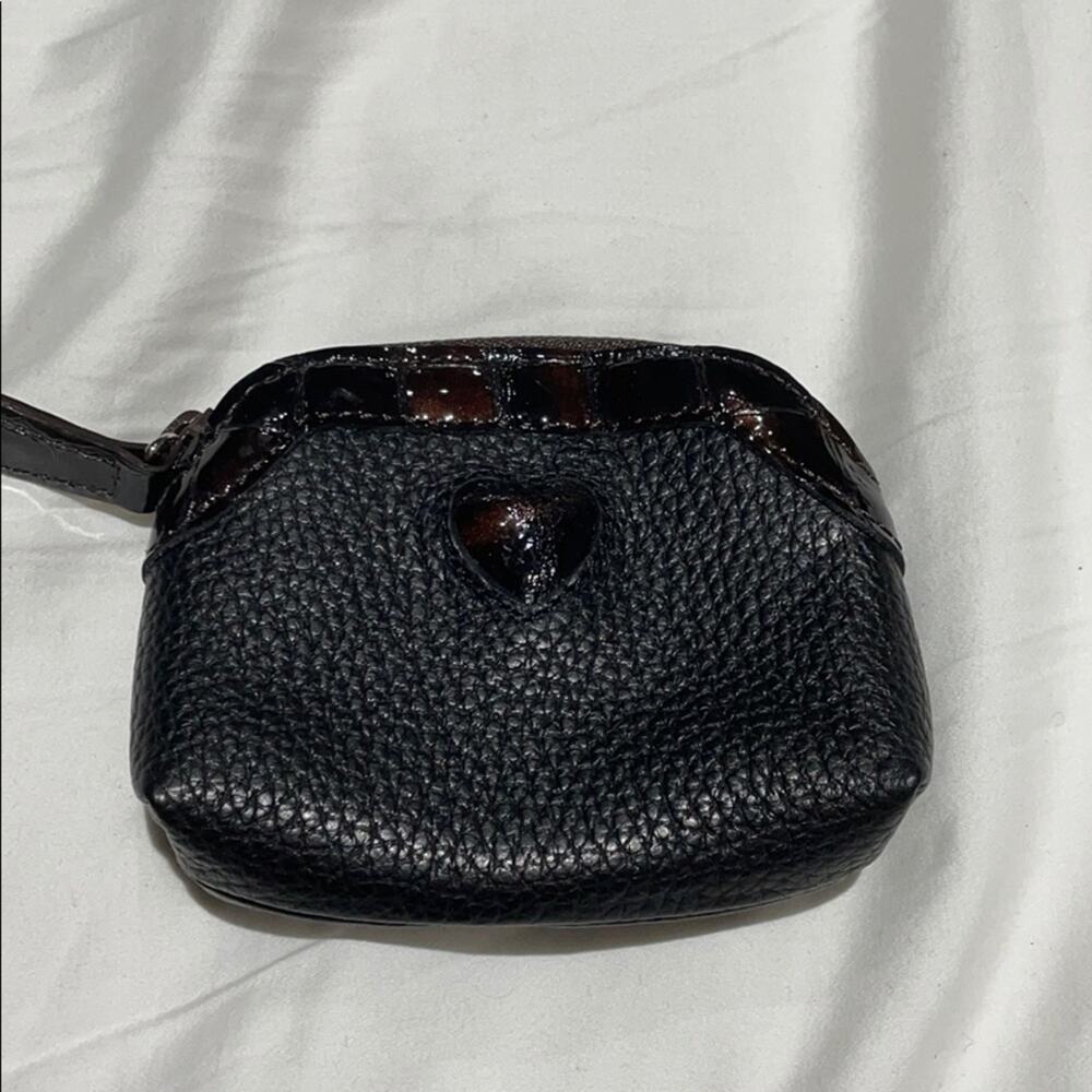 Brighton leather wristlet euc brown black